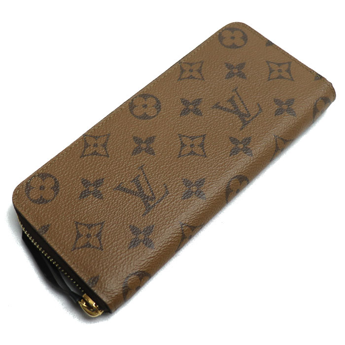 LOUIS VUITTON ルイ・ヴィトン ポルトフォイユクレマンス 長財布 ラウンドファスナー モノグラムリバース ブラウン M82336 ICチップ レディース 中古 42,900円