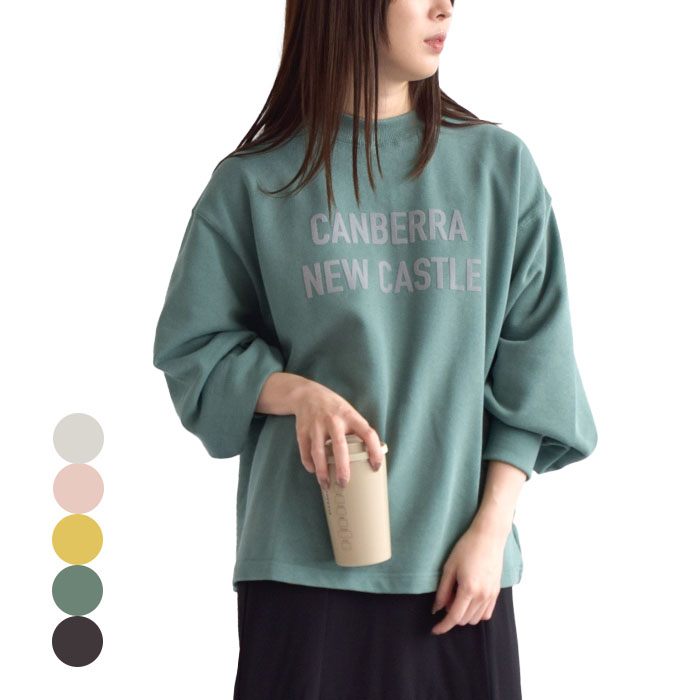 pu2le パズル トップス トレーナー ロゴクルーNボリューム袖プルオーバー フロッキープリントプルオーバー レディース 春 秋 冬 全5色 フリーサイズ 3647561