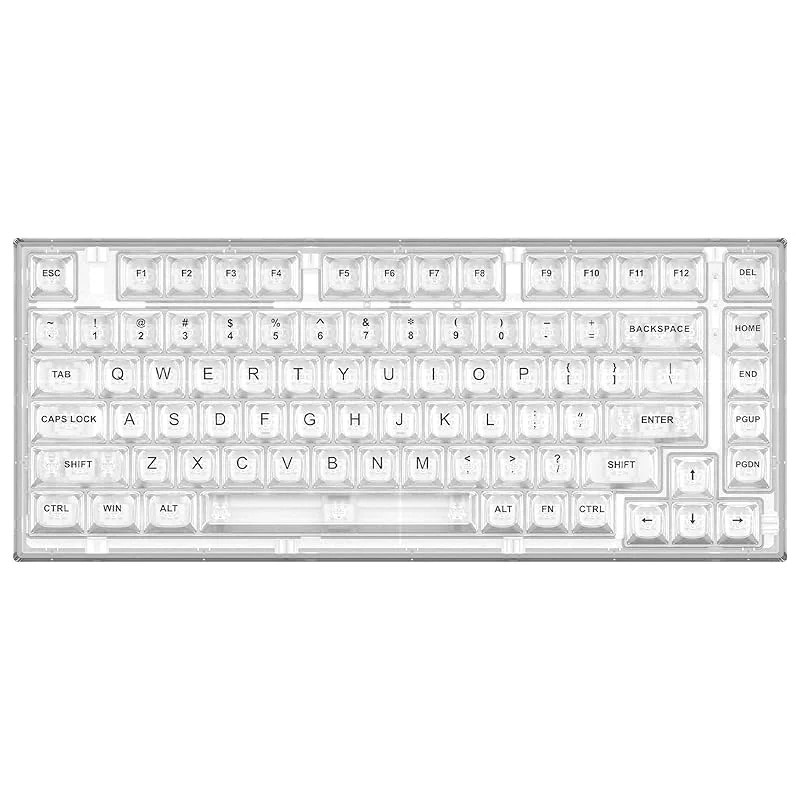 YUNZII X75 PRO 82キーワイヤレス ホットスワップ対応メカニカルゲーミングキーボード 透明キーキャップ BT5.0/2.4G/USB-C ガスケット装着キーボード Windows/Mac