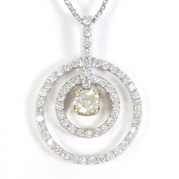 K18 18金 YGWG ネックレス イエローダイヤ 0.23 ダイヤ 0.40 鑑定書 中古 61,050円