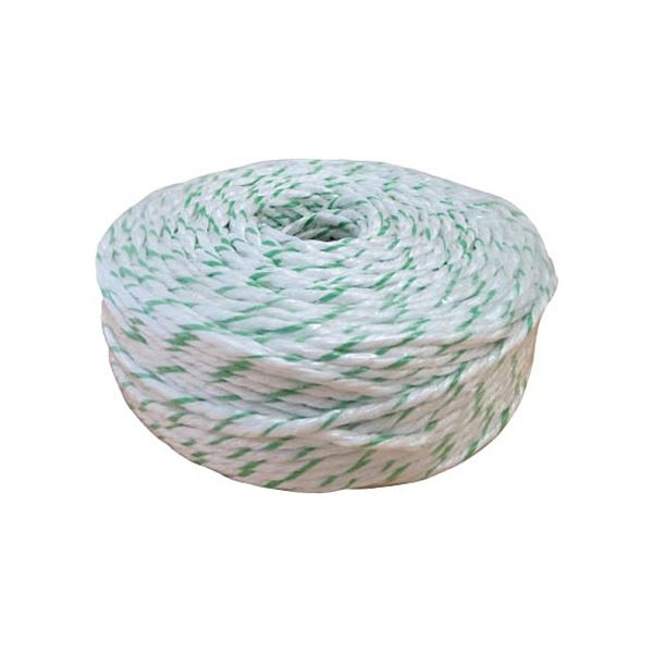 （まとめ）司化成工業 ペッピーロープ 白/緑 PY-15-300 1巻 [x3セット]