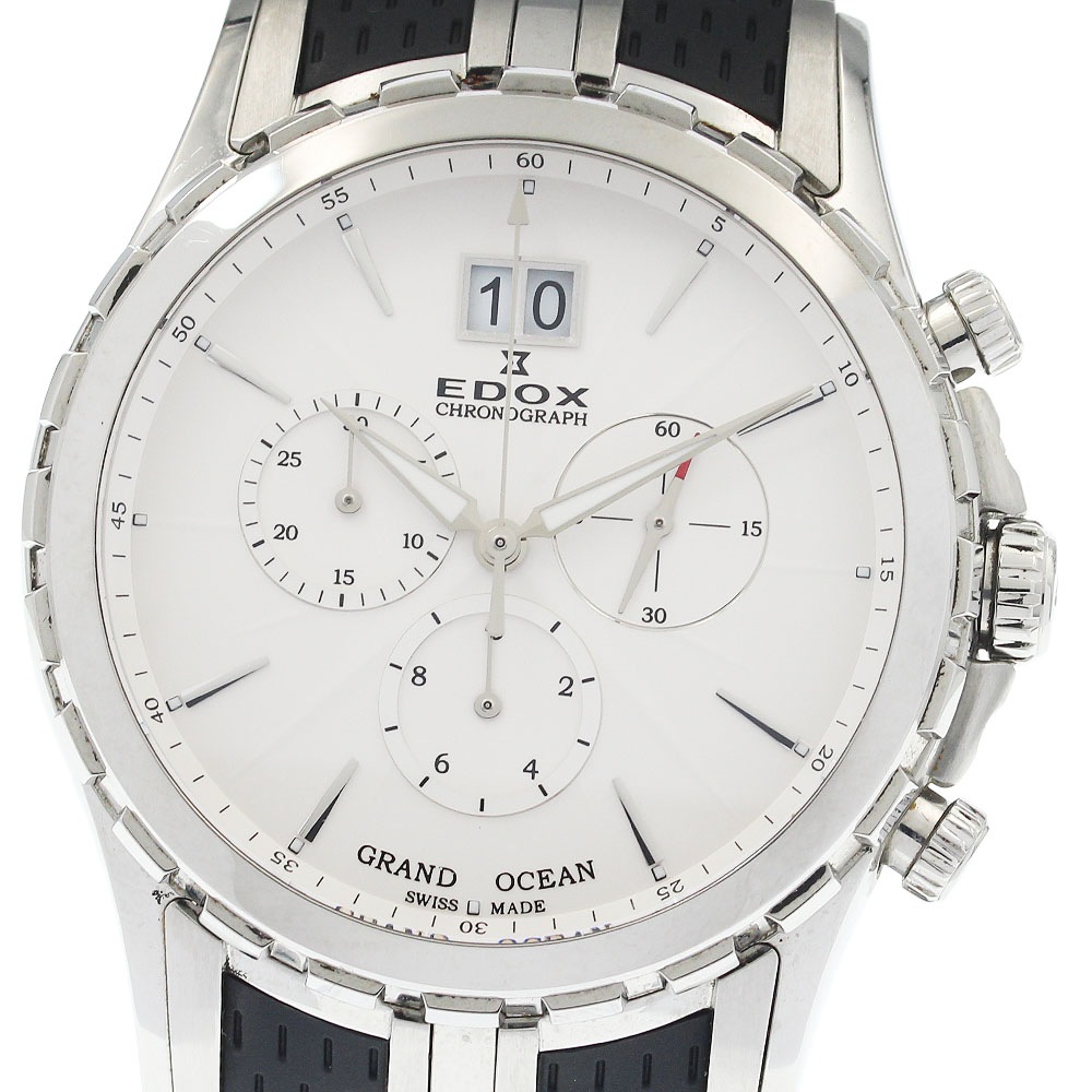 訳あり エドックス EDOX 10023 グランドオーシャン クロノグラフ クォーツ メンズ 箱・保証書付き_949152【中古】