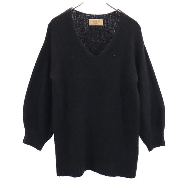 長袖 Vネック ニット F ブラック セーター レディース