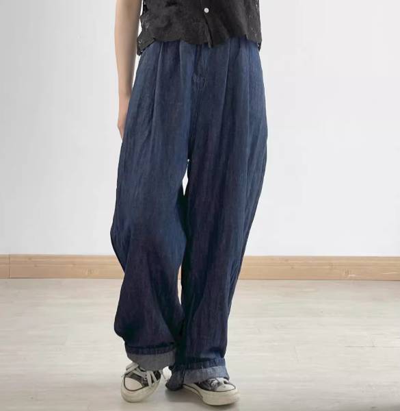 激安セールレディース パンツ ボトムス ロングパンツ ワイドパンツ ロング ワイド ポケット デニム ブルーデニム かわいい シンプル カジュアル おしゃれ かっこいい メンズライク ボーイッシュ 存