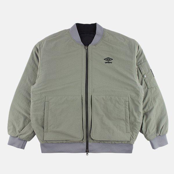 リバーシブル両面キルティングパディングボンバージャケット グレーカーキ UP421CPJN1