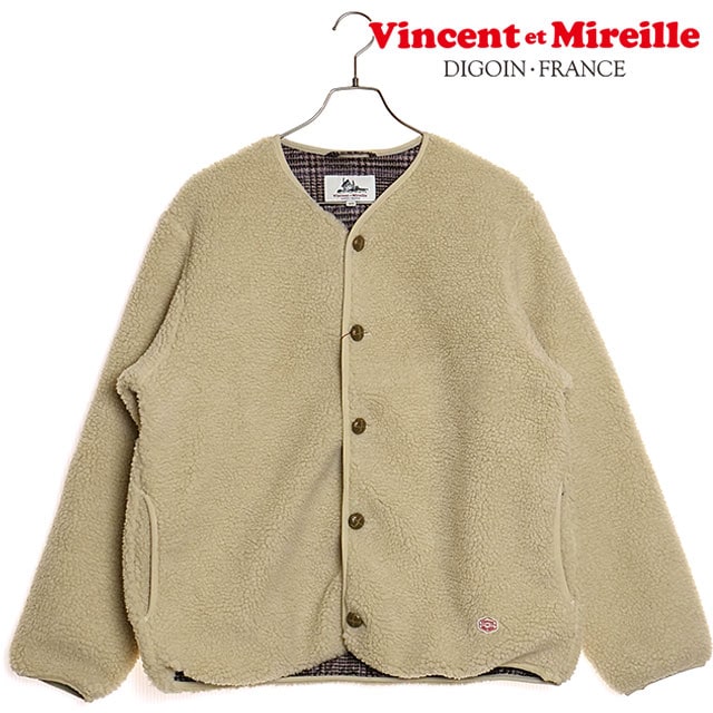 ヴァンソン エ ミレイユ VINCENT ET MIREILLE ボアカーディガン [VM242BL25030-23] BOA CARDIGAN メンズ アウター フリースジャケット BEIGE