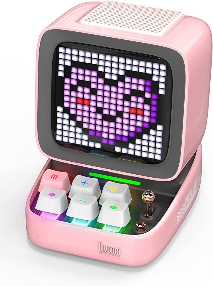 Ditoo-plus ポータブル Bluetoothスピーカー 3.55インチ LEDスクリーン ピクセルディスプレイ ピンク(pink)