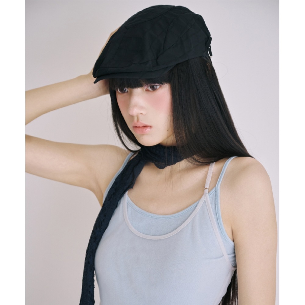MIRECO チェックニュースボーイキャップブラック