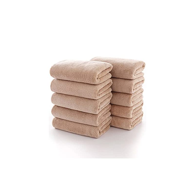 フェイスタオル 速乾 【Lumimi 10枚セット モカブラウン 35*75cm 】 フェイスタオル タオル ホテル仕様/業務用/家庭/スポーツなどに最適 マイクロファイバー 瞬間吸水 柔らかい 素肌