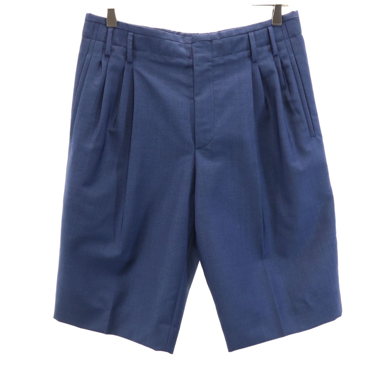 イタリア製 タック ショートパンツ 44 ネイビー メンズ 古着