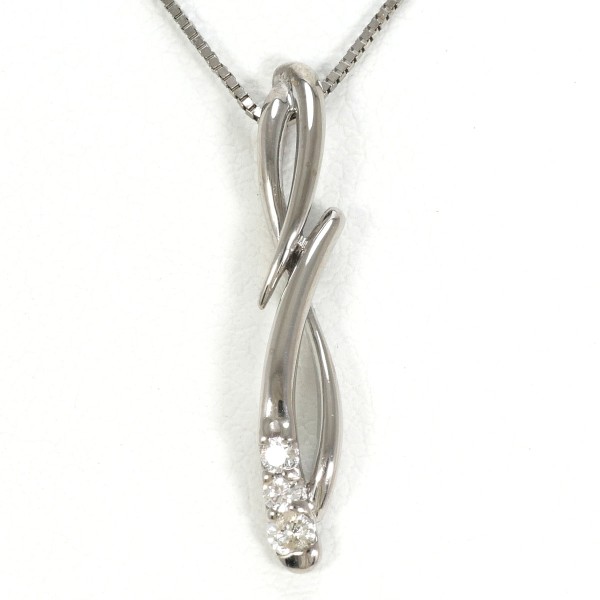 K18 18金 WG ホワイトゴールド ネックレス ダイヤ 0.06 約40cm ジュエリー 中古