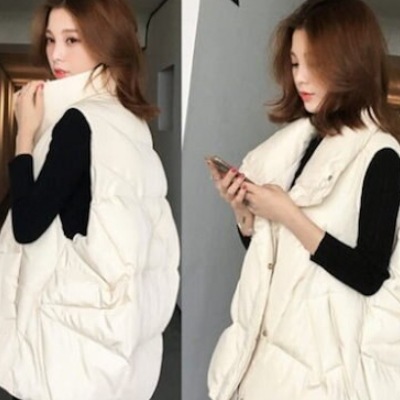 アウター ベスト ダウン コットン 袖なし 大人可愛い きれいめ シンプル 厚手 カジュアル 大人