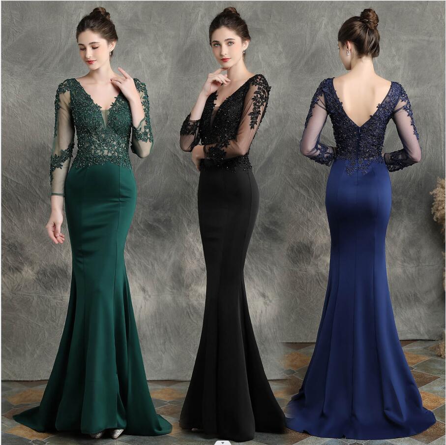 長袖ドレス 花柄 刺繍 メッシュワンピース パーティードレス ロングドレス 花嫁 ウェディングドレス イブニングドレス結婚式 演奏会 人魚マーメイド 高級感 上品