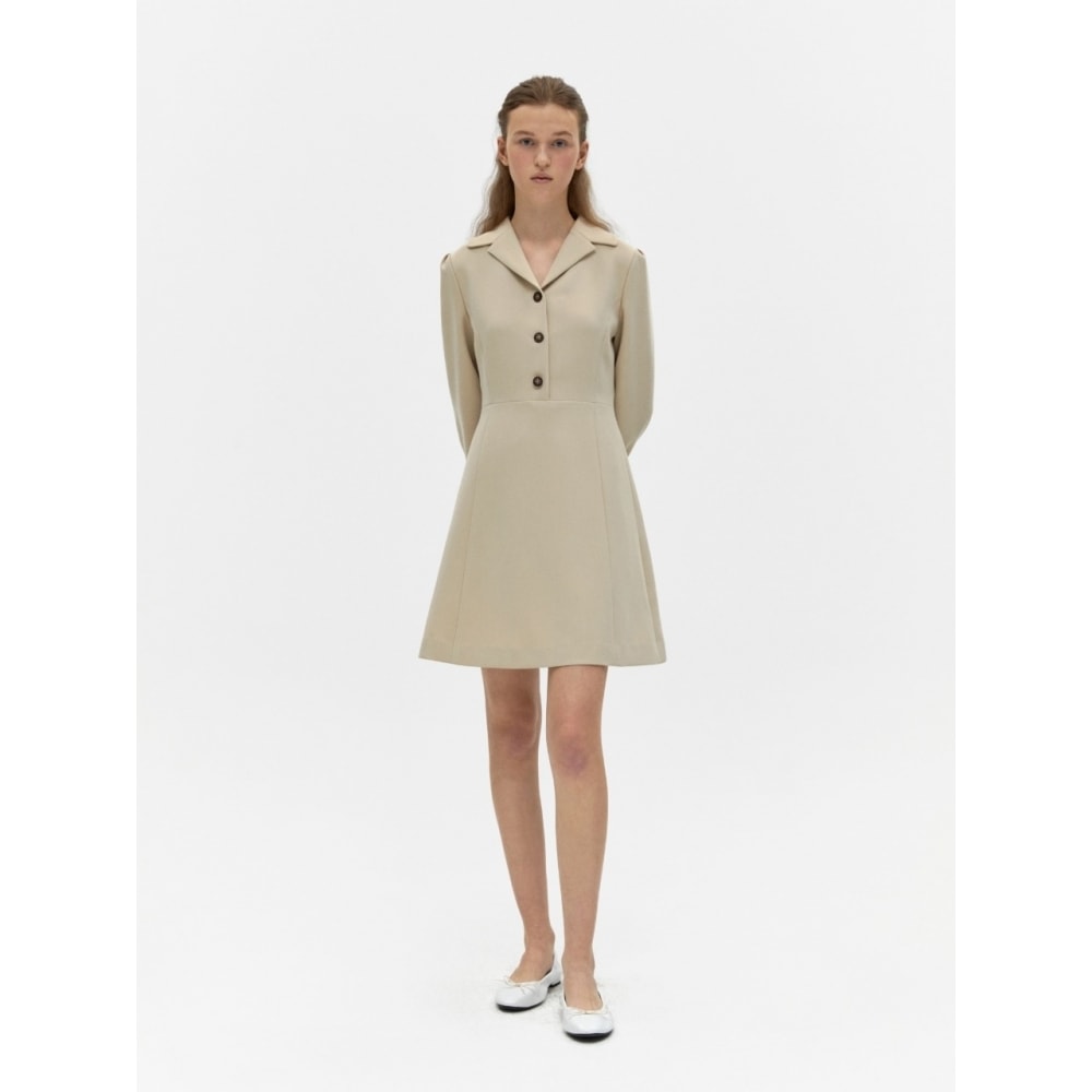 DEPOUND 長袖ボタンワンピース ベージュ