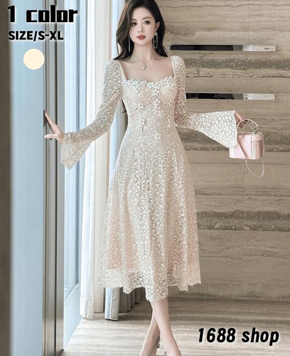 最新の製品 2025 タイトワンピース 姫系ワンピース　シンプル　ワンピース インポート ひざ丈 ミドル丈 エレガント　韓国ファッション シンプル Vネック パーティドレス 長袖　お嬢様 セクシー ミ