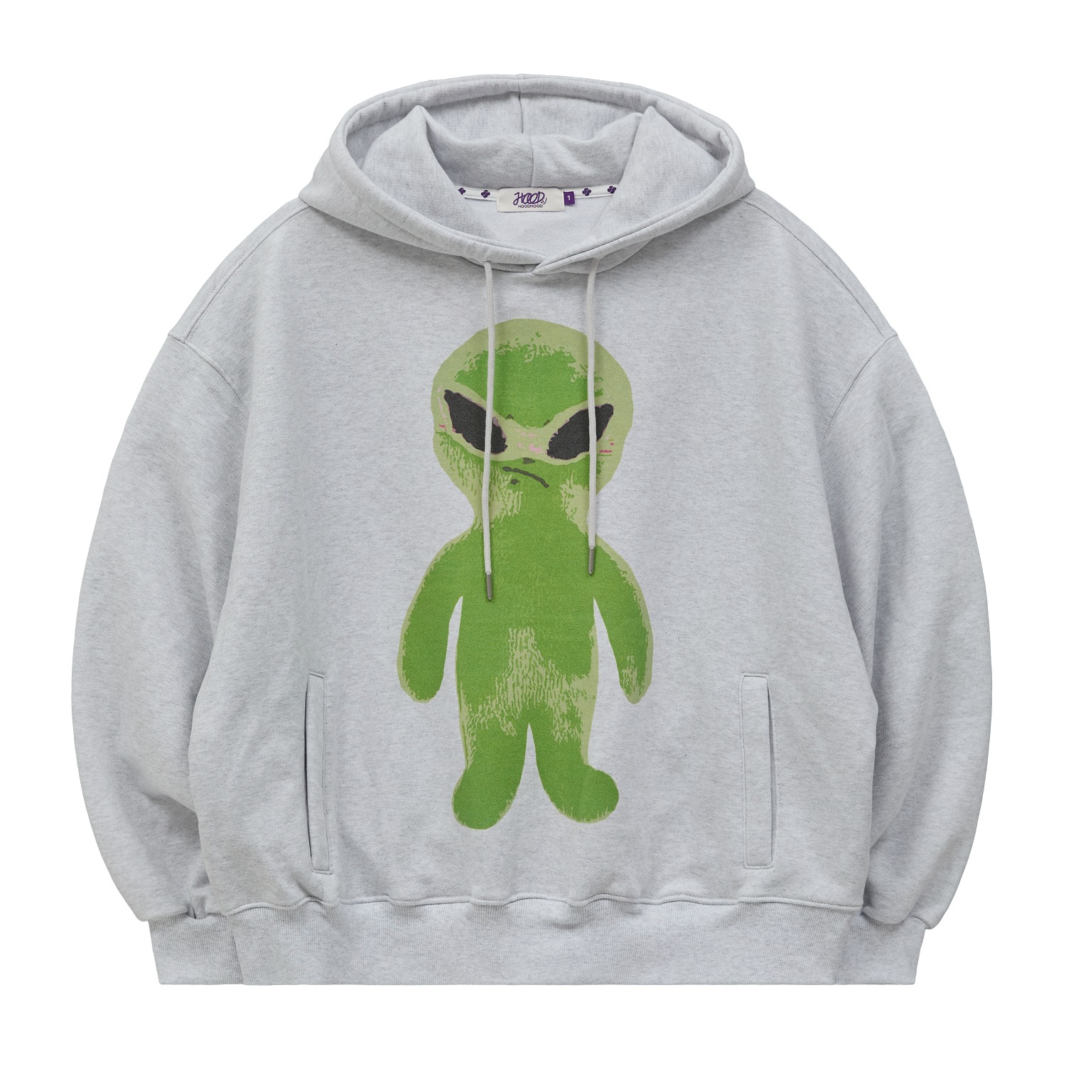 Alien Graphic Overfit Hood MELANGE WHITE