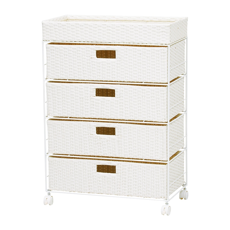 HAGIHARA(萩原) RAN-2413WH ランドリーチェスト(ホワイト・幅60.5×奥行30.5×高さ85cm) RAN2413WH