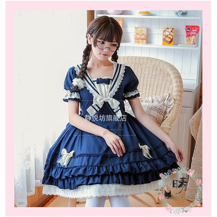 106メイド服 ワンピース レディース コスプレ クラシカル ロイヤルメイド ロリータ フリル ネイビー クラシカル 髪飾り 膝丈 エプロン 制服 喫茶店変装 ハロウィン