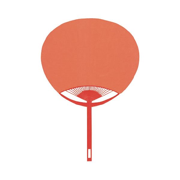 （まとめ）うちわ無地 10本組 レッド ベ3010[x5セット]