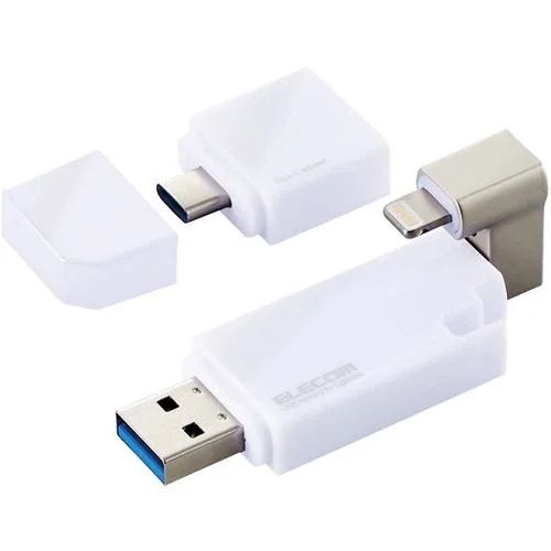エレコム MF-LGU3B032GWH LightningUSBメモリ USB3.2(Gen1) USB3.0対応 32GB Type-C変換アダプタ付 ホワイト