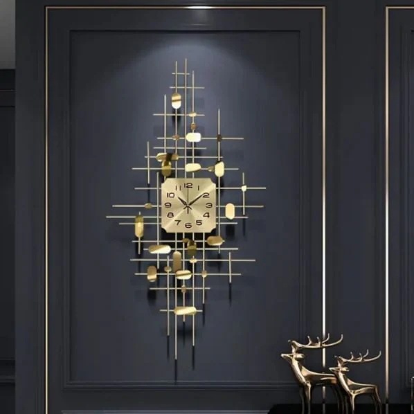 壁掛け時計 静音 おしゃれ ゴージャス 電池式 静か 大きい モダン 現代 ウォールアート 掛け時計 ウォールクロック リビング ホームデコ ゴールド 11,850円