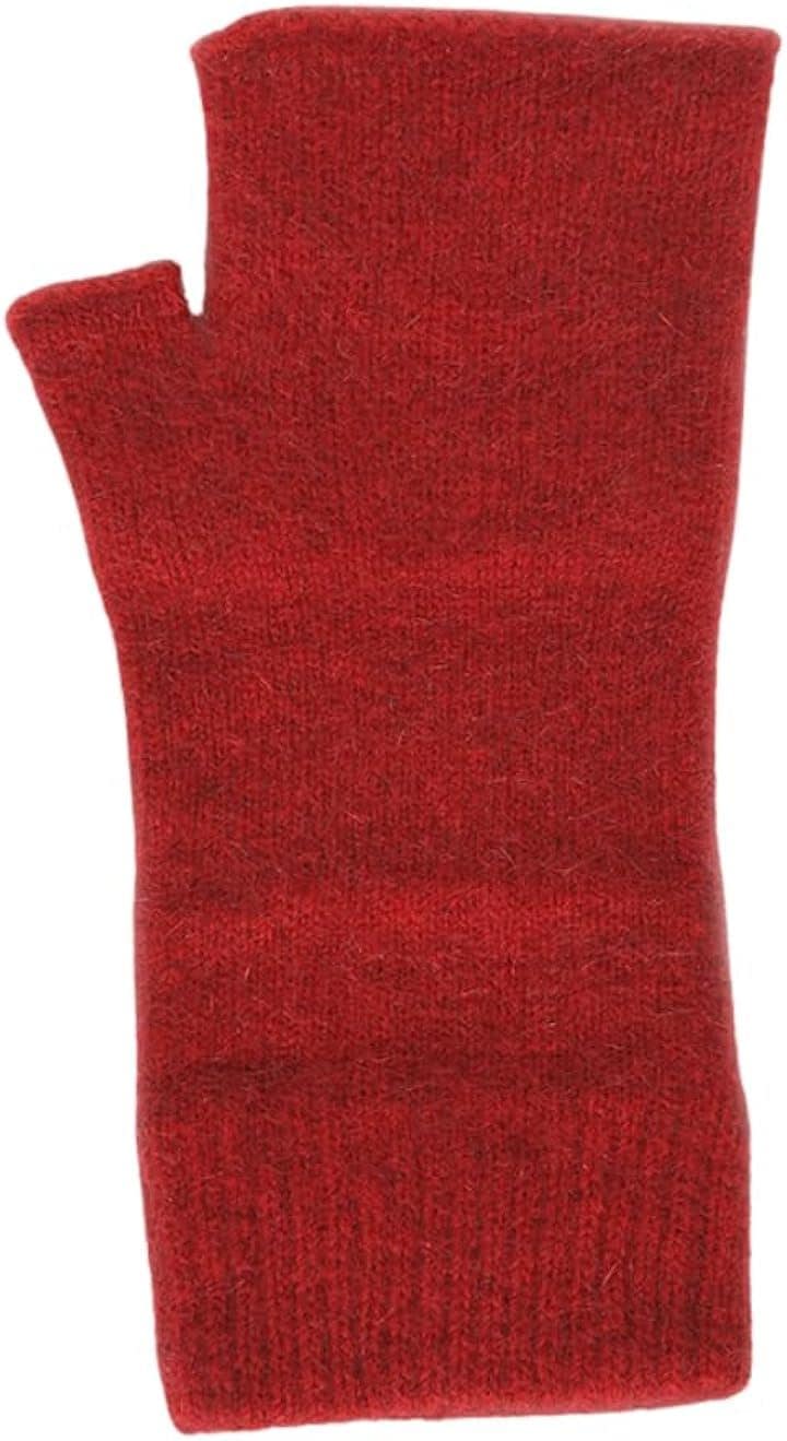 ポッサムメリノ ハンドウォーマー ウール手袋 ウールミトン 指空き手袋 タッチパネル対応 防寒 保温 冷え対策 アームウォーマー(レッド, ワンサイズ　幅 9cmx長さ 18cm)