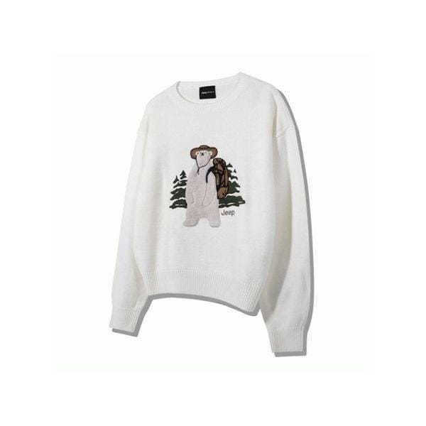 JEEP 男女兼用 クマ アップリケ ラウンド ニット ニット JO4KTU002 _P412443872