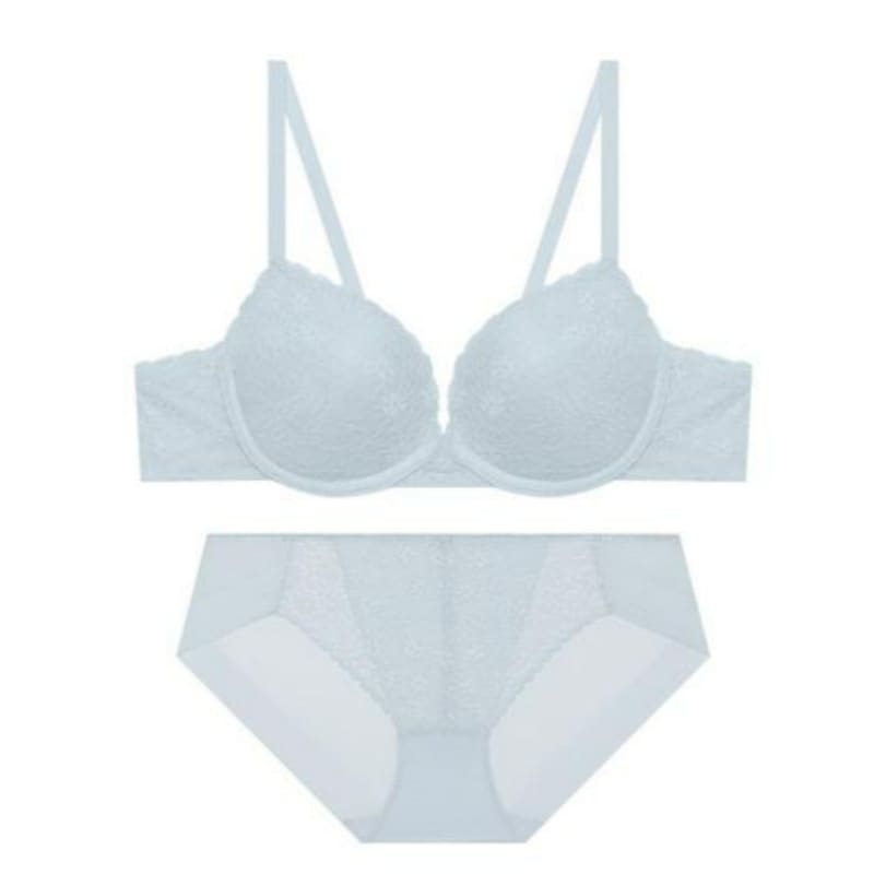 テンダー レース ノーワイヤ ブラパンツ セット - ライトブルー 75C 90