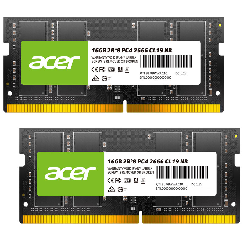 Acer ノートPC用メモリ PC4-21300(DDR4-2666)32GB(16GBx2枚) DDR4D RAM SODIMM SD100-16GB-2666-2R8 永久保証