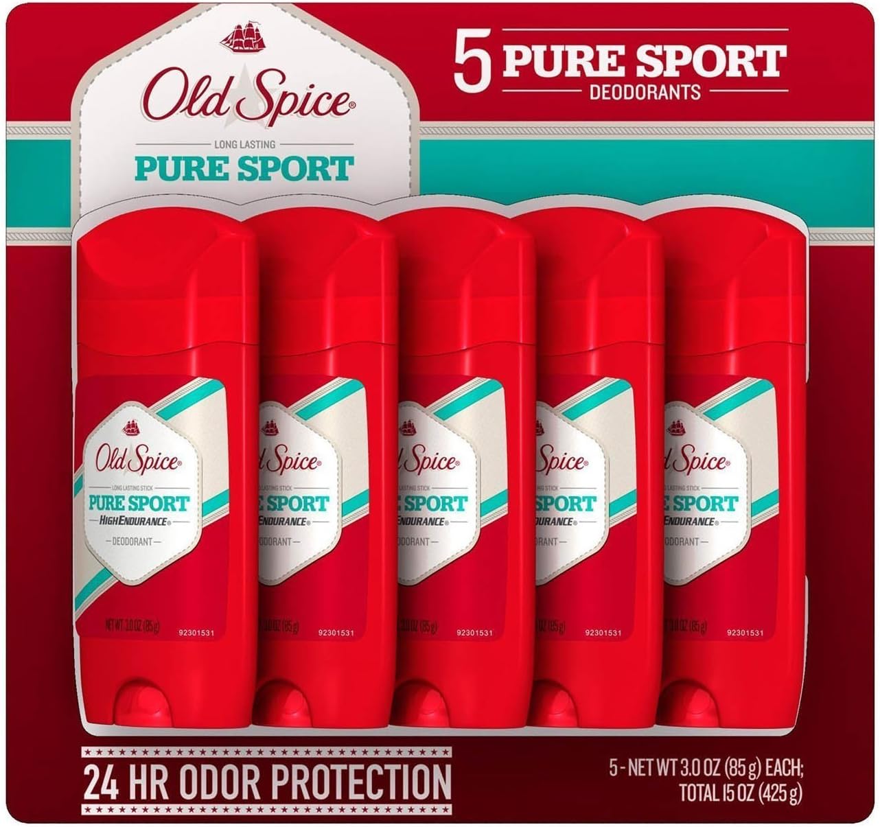 オールドスパイス ハイエンデュランス ピュアスポーツ デオドラント スティック 85g × 5個 並行輸入 Old Spice High Endurance Pure Sport 3.0 oz Pac