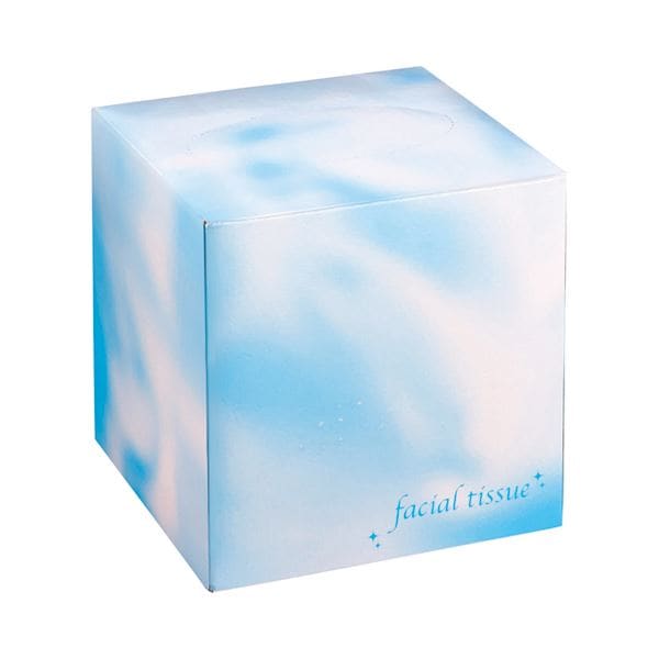 （まとめ）大一紙工 フェイシャルティッシュ サイコロBOX 80組 ブルー 1箱 [x100セット]