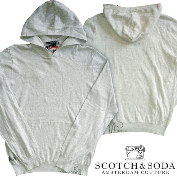 スコッチ&ソーダ スコッチアンドソーダ scotch&soda メンズ 長袖 ニット プルオーバー パーカー ライトグレー トップス カジュアル サーフ セレブ ストリート ヨーロピアン ヴィンテージ