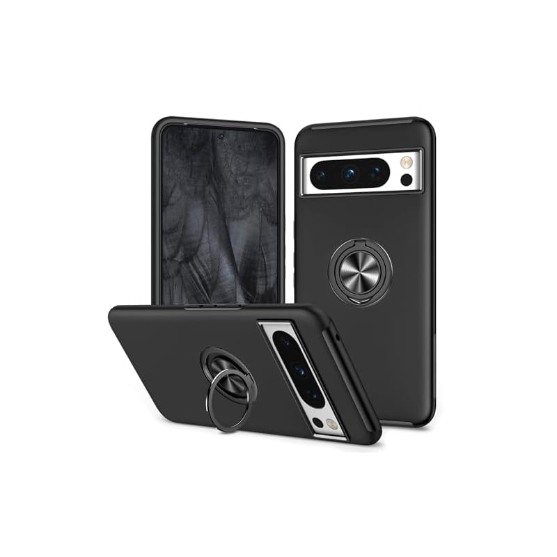 Google Pixel8 Pro ケース リング 耐衝撃 TPU+PC バンパーケース グーグル ピクセル8 Pro スマホケース 頑丈 スタンド機能 車載ホルダー対応 全面保護 落下防止 防塵 指