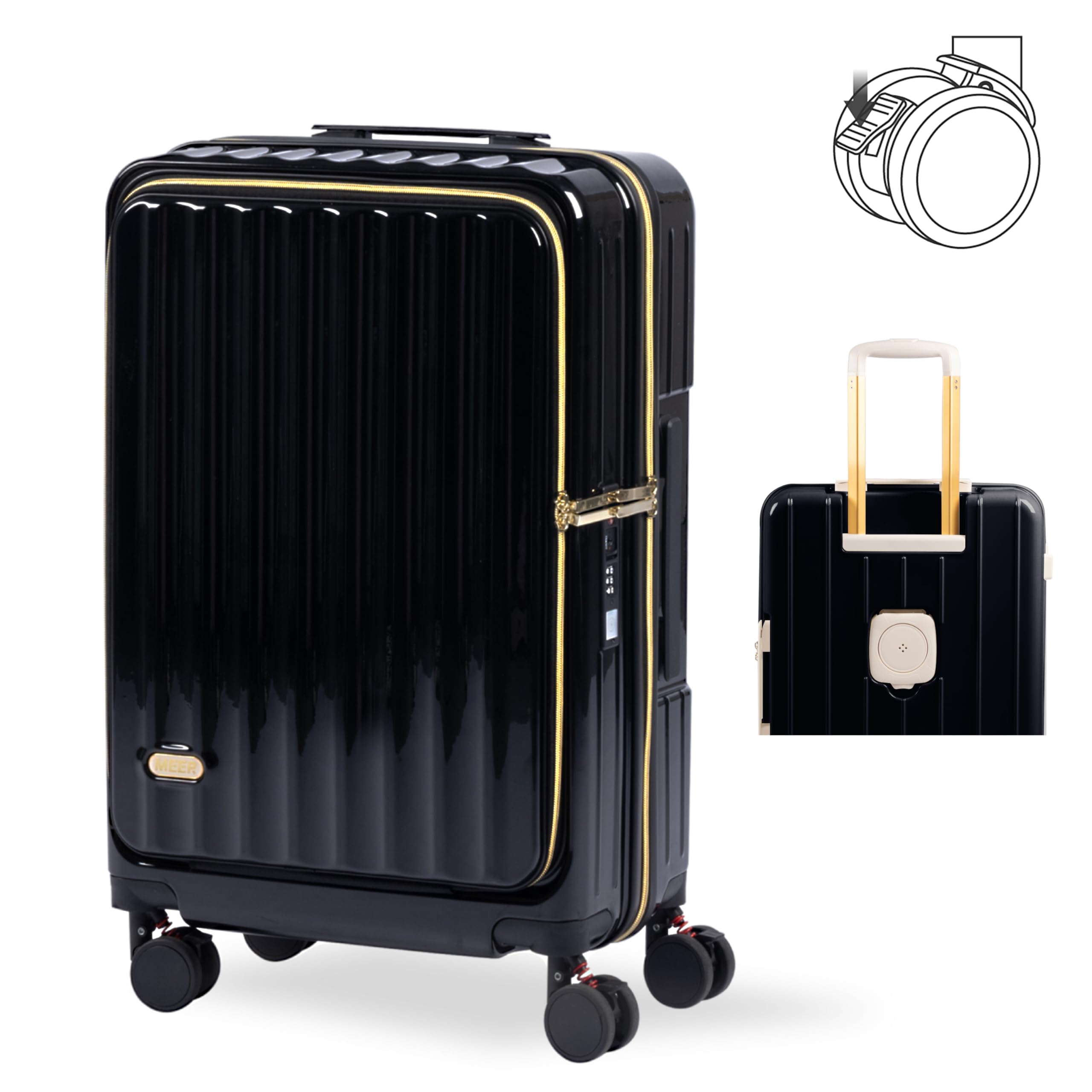 [ＪＯＬＩＳＴＡＲ] スーツケース キャリーケース キャリーバッグ 前開き フロントオープン 光沢感 機内持込 ABS+PC 耐衝撃 大容量 大型 超軽量 静音 USBポート カップホルダー 荷物フッ