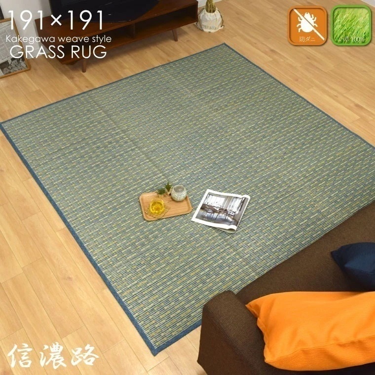 い草 ラグ カーペット センターラグ 信濃路 2畳 約191x191cm 本間 京間 関西間 シンプ