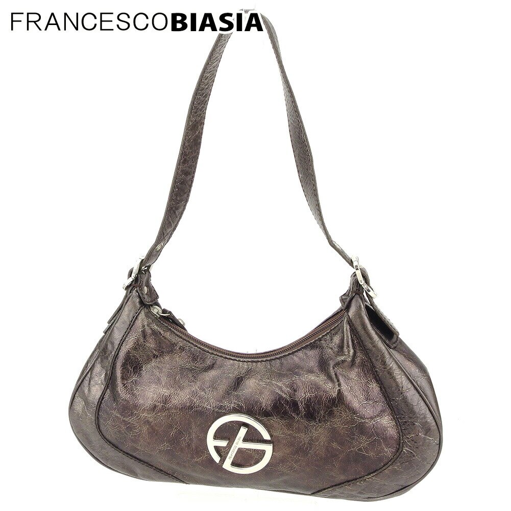 ショルダーバッグ ワンショルダー バッグ FBマーク ブラウン シルバー 中古