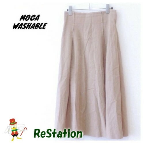【中古】モガ MOGA WASHABLE ロング フレアスカート リネン混 ベージュ レディース サイズ2メール便代引き不可