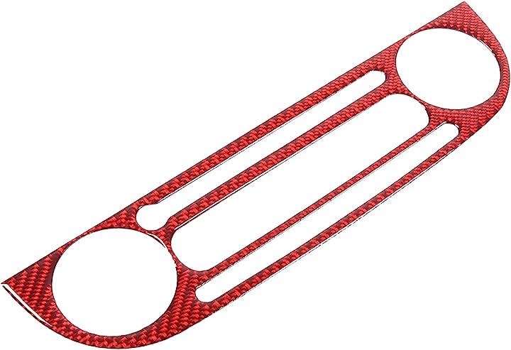 新型 フィアット 500 専用 2011～2019に適用 センターコントロールパネル センターコントロールカバー フレーム カーボンファイバー アクセサリー レッド(カーボン調＆レッド)