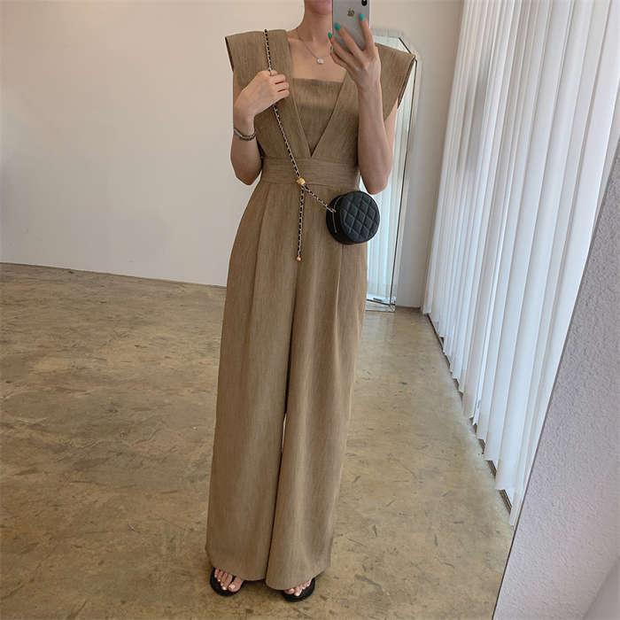 オールインワン レディース サロペット パンツ ワイドパンツ 春 夏 秋 体型カバー 女性 可愛い 大きいサイズ シンプル おしゃれ