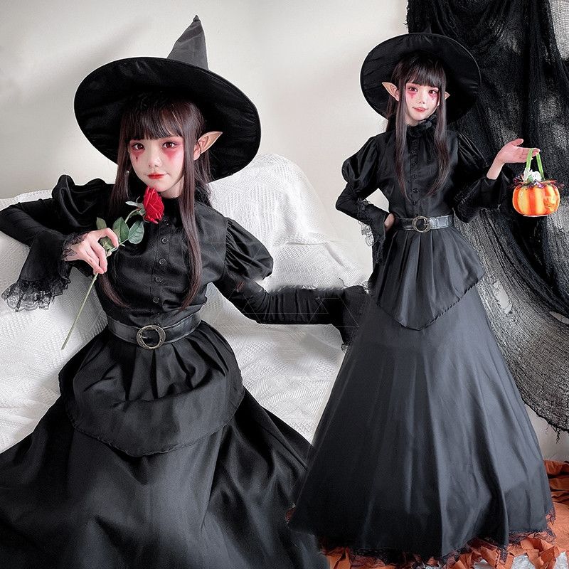 ハロウィン コスプレ コスチューム 魔法の魔女 コスチューム プロム ロールプレイ 魔女帽子 ローブ レディース 韓国