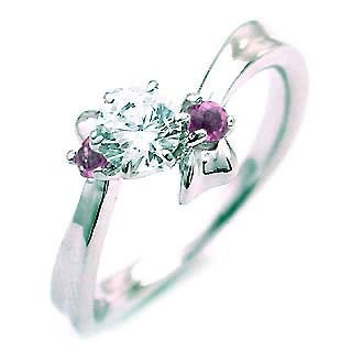 ( 2月誕生石 ) アメジスト Pt ダイヤリング（婚約指輪エンゲージリング）楽ギフ_包装02P26Mar16