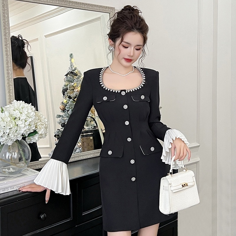 【JY.上品】 2025秋冬新品 ショートワンピース フランス風 ドレス パーティー キャバ 大人 同窓会 披露宴 卒業式 結婚式 演奏会 ウェディング 二次会 メガ割