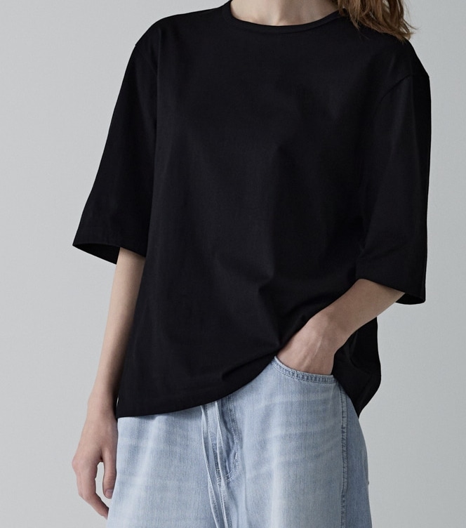 ファサードパターン Cotton Regular T-shirt Black