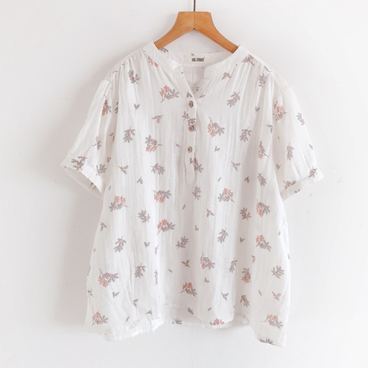 レディース トップス シャツ ブラウス 半袖 襟なし ワイド フェミニン ボタン 薄手 かわいい 大人可愛い きれいめ シンプル カジュアル 上品 おしゃれ レトロ こなれ感 ラフ ガーリー ルーズ