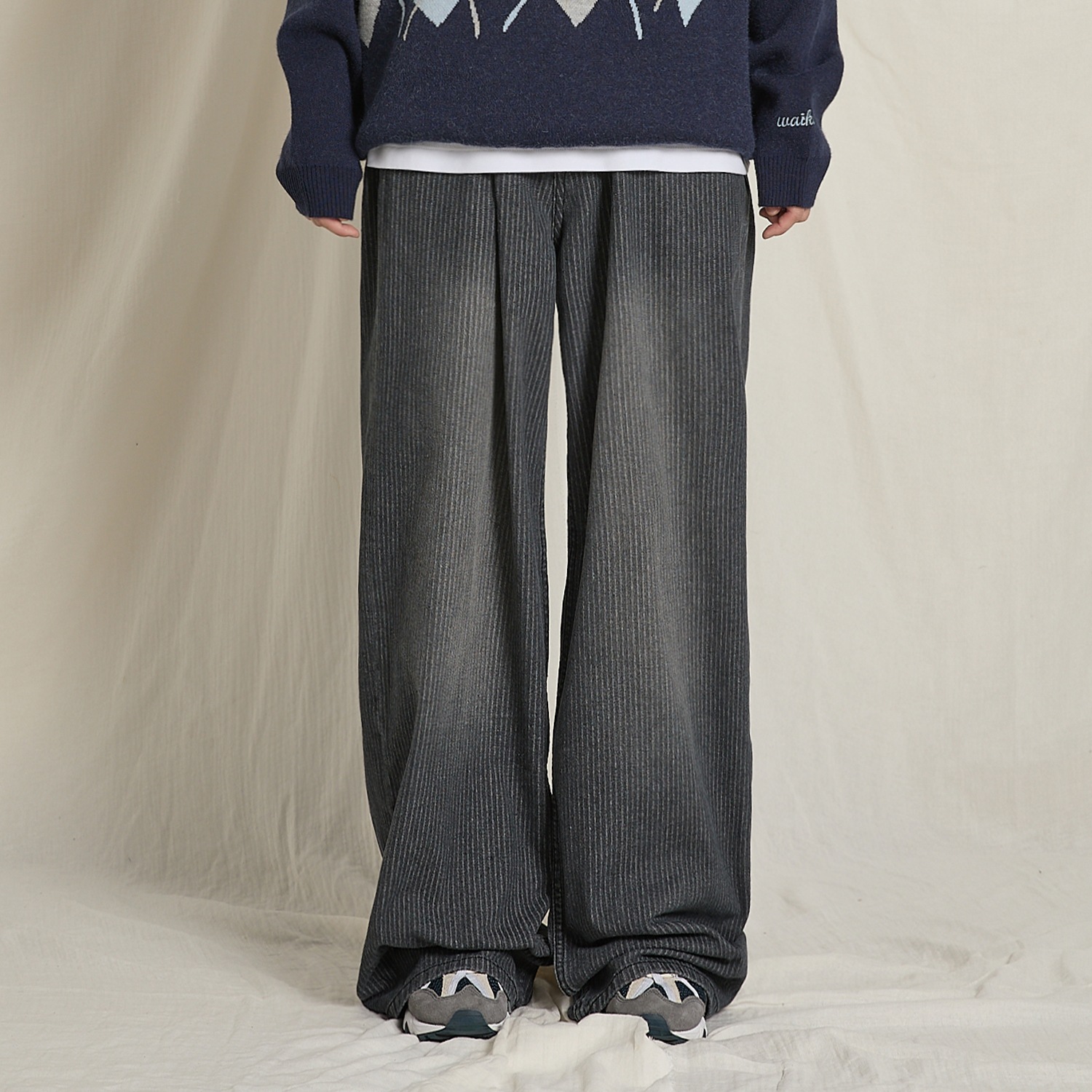 Corduroy Denim Pants BLACK