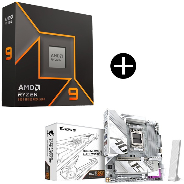 Ryzen 9 9900X W/O Cooler WOF CPU + GIGABYTE B850M A ELT WF6E ICE Micro-ATXマザーボード セット