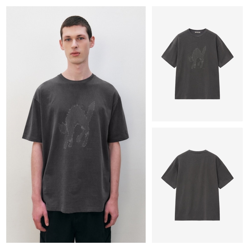 【INSILENCE】 CAT GRAPHIC T-SHIRT : CHARCOAL