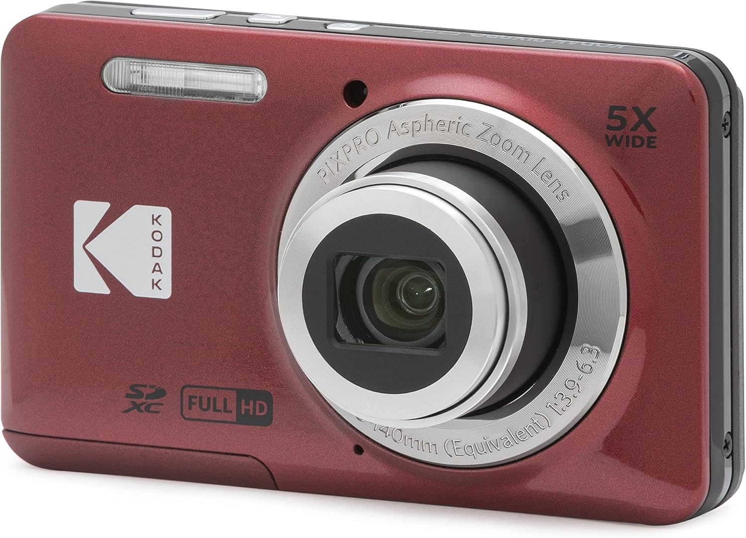 KODAK PIXPRO 使いやすい ズーム FZ55-RD 16MP デジタルカメラ 光学5倍ズーム 広角 28mm 2.7インチ液晶画面 (レッド)