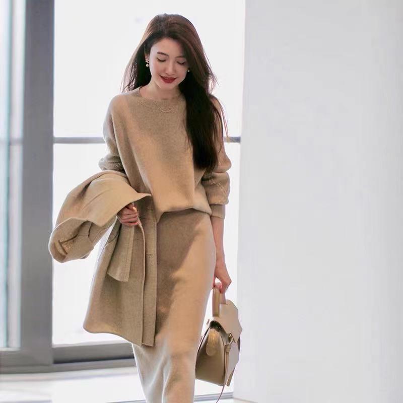 卒業式 服 母 ニットセットアップ レディース 秋冬 長袖 上下セット ニット セーター スカート セットアップ ロング丈 オシャレ カジュアル 卒業式 七五三 ママ