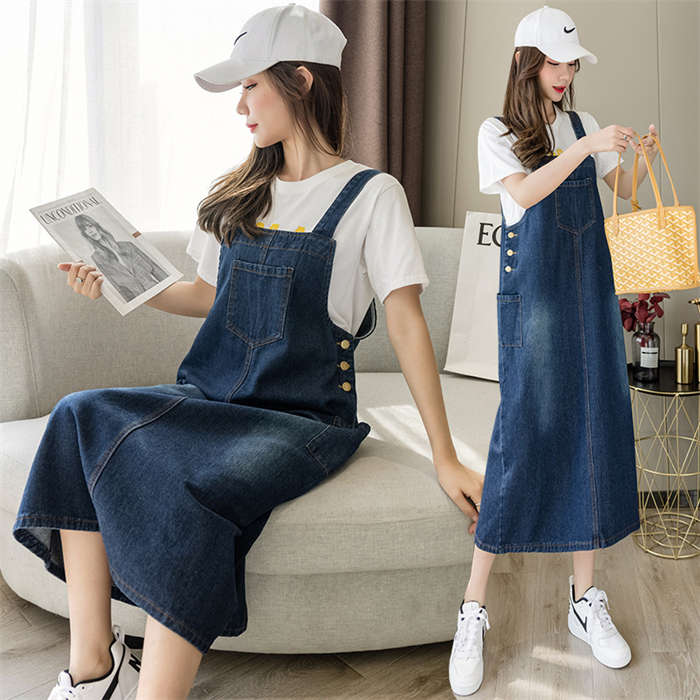 デニム サロペット スカート スリット ポケット付き ロング カジュアル レディース サロペットスカート デニムサロペット レディース ジャンパースカート デニム サロペット デニムワンピース オー